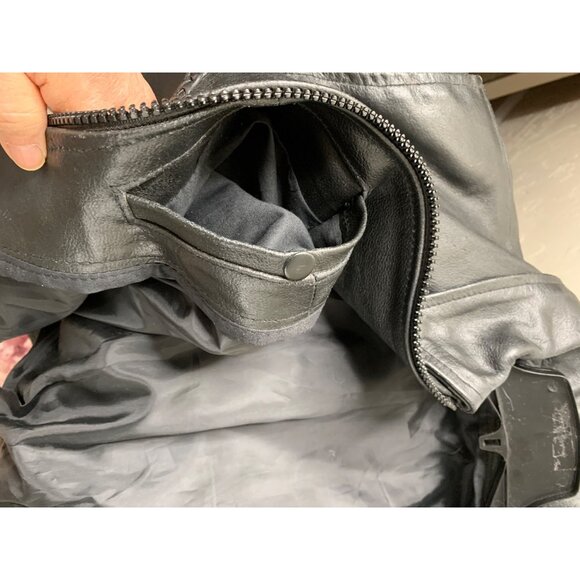 Harley-Davidson Black Leather Moto Jacket Wing Logo Mens Size L RJ10110 - Picture 8 of 10